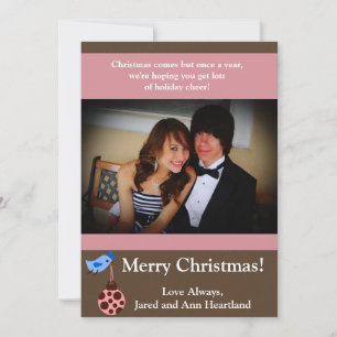 5x7 Blue Bird / Christmas Ornaments Invitation