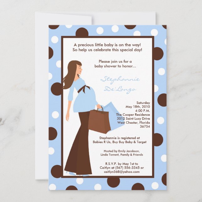 5x7 Blue Boy Modern Mod Mum Baby Shower Invitation (Front)