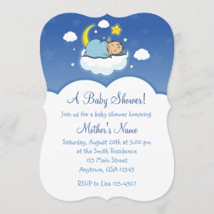 5x7 Blue Cloud Baby Boy Baby Shower Invitations