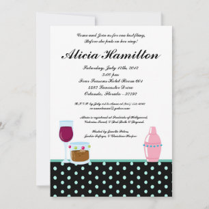 5x7 Blue Cocktails Bachelorette Invitation