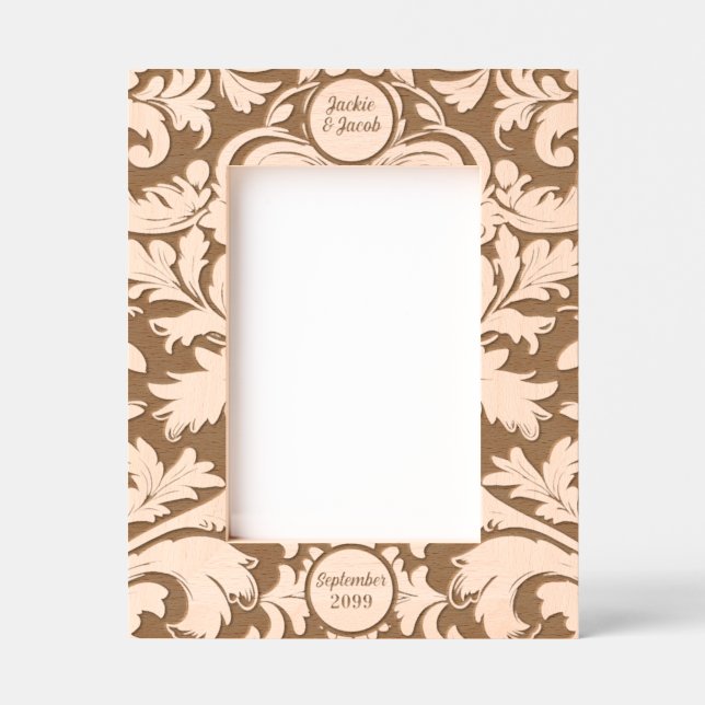 5x7 Bold Botanical Leaves with Custom Text Etched Frames (Front)