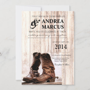 5x7 Boots Country Rustic Wester Wedding Invitation