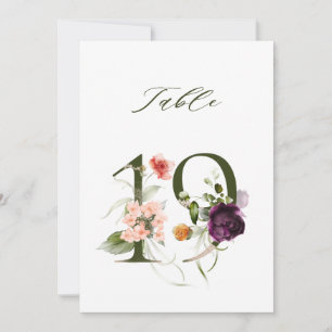 5x7 Botanical Floral Number 19, Table Number