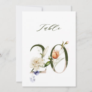 5x7 Botanical Floral Number 20, Table Number