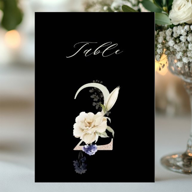 5x7 Botanical Floral Number 2, Black Table Number (Creator Uploaded)