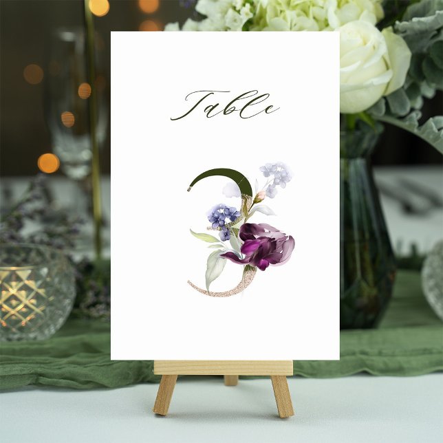 5x7 Botanical Floral Number 3, Table Number (Creator Uploaded)