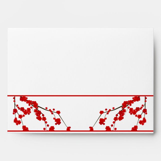 5x7 Bottom Red Bar with Cherry Blossom Envelopes (Front)