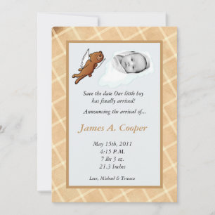 5x7 Boy Cloud PHOTO on Circle Birth Announcement