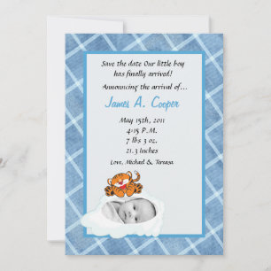 5x7 Boy Cloud PHOTO on Circle Birth Announcement