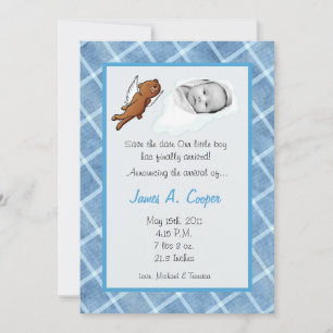 5x7 Boy Cloud PHOTO on Circle Birth Announcement