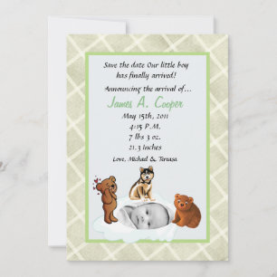 5x7 Boy Cloud PHOTO on Circle Birth Announcement