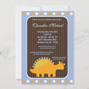 5x7 Boy Dinosaur Dino Birthday Party Invitation
