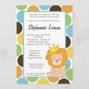 5x7 Boy King of the Jungle Baby Shower Invitation