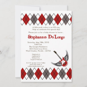 5x7 Boy Punk Rocker Guitar Baby Shower Invitation