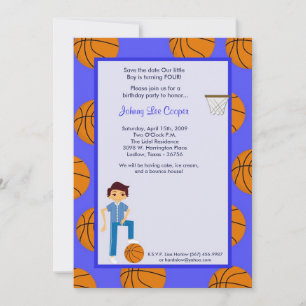 5x7 Boy Sports Basket Ball Baby Shower Invitation