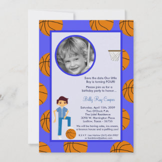 5x7 Boy Sports Basket Balll Baby Shower Invitation