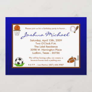 5x7 Boy Sports Football Birthday Party Invitation