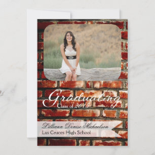 5x7 Brick Wall Grunge Building Senior Announcement