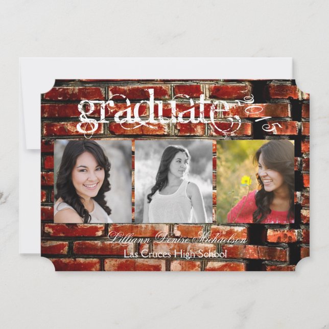5x7 Brick Wall Grunge Building Senior Announcement (Front)