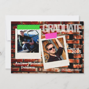 5x7 Brick Wall Grunge Building Senior Announcement