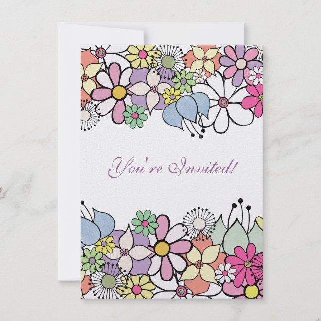 5x7 Bright Blossoms Blank Fill In Invitation (Front)