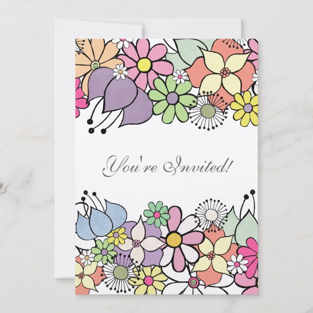 5x7 Bright Blossoms Blank Fill In Invitation (Front)