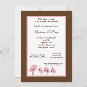 5x7 Brown Bird Baby Shower Invitation