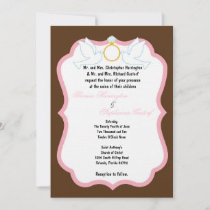 5x7 Brown Dove Diamond Wedding Invitation