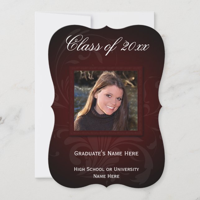 5x7 Burgundy Elegance Graduation Announcement (Front)