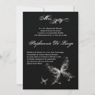 5x7 Butterfly Quinceanera Birthday Invitation