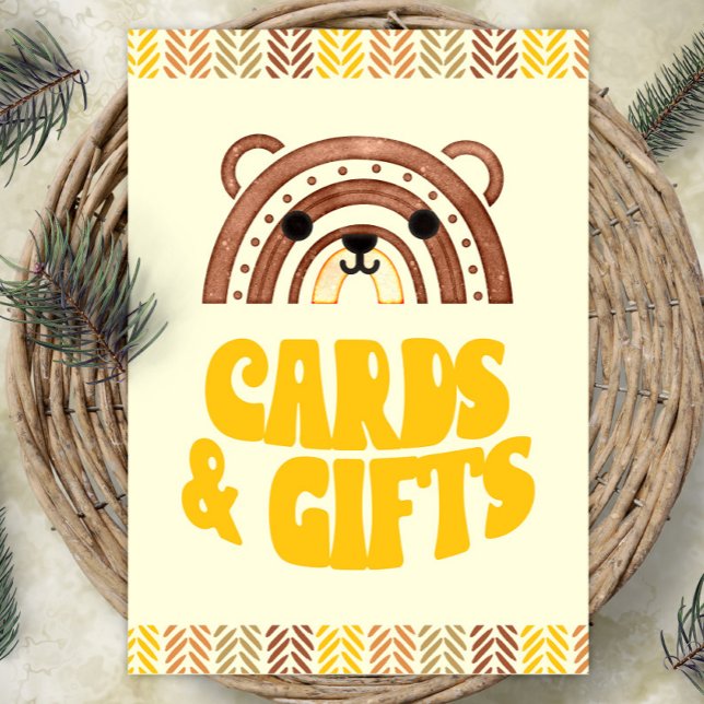 5x7 Cards & Gifts Boho Woodland Bear Birthday Poster (Creator Uploaded)