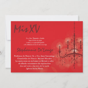 5x7 Chandelier Quinceanera Birthday Invitation