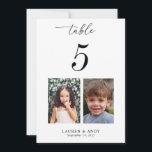 5x7 Childhood Pictures Table Number 5 Wedding<br><div class="desc">Decorate your wedding table with this number card,  featuring bride and groom's childhood pictures and custom text of your choice. Easily add your own details by clicking on the "personalise" option.</div>
