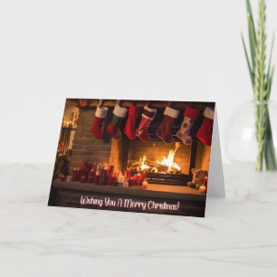 5x7 Christmas Card – Cosy Fireplace and Stockings 