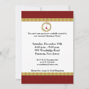 5x7 Christmas Reef / Cardinal Bird Invitation