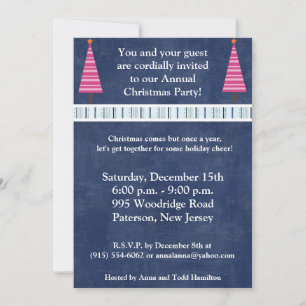 5x7 Christmas Tree Pink Orange Invitation