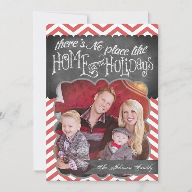 5x7 Christmas XMAS Chalk Board Argyle PHOTO Card (Front)