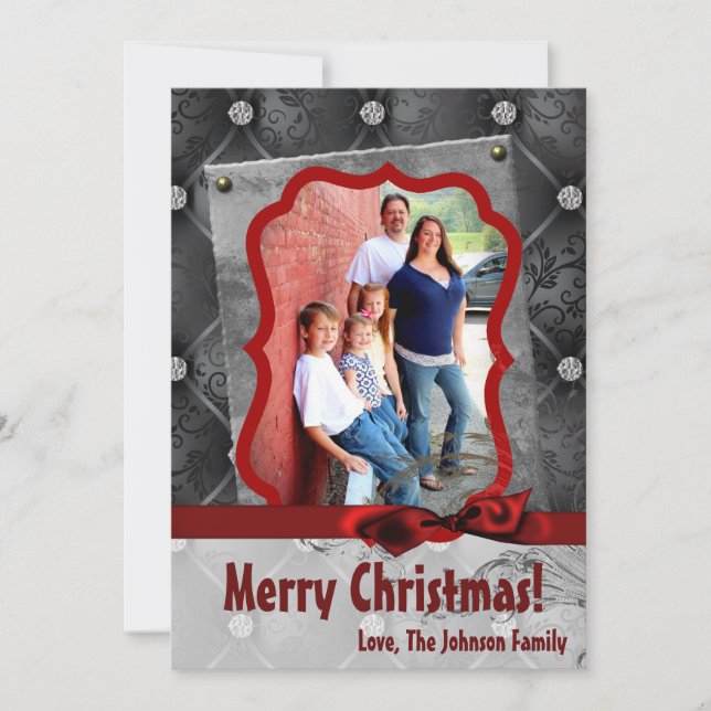 5x7 Christmas XMAS Diamond Pintuck PHOTO Card (Front)