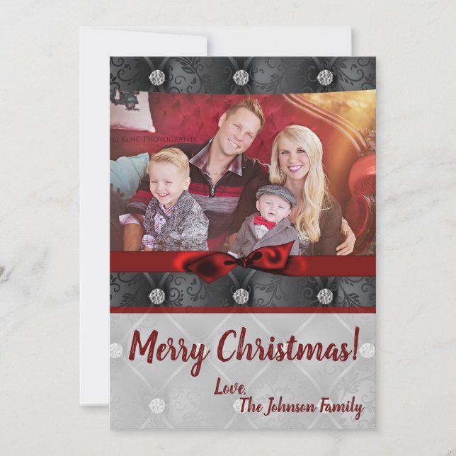 5x7 Christmas XMAS Diamond Pintuck PHOTO Card (Front)