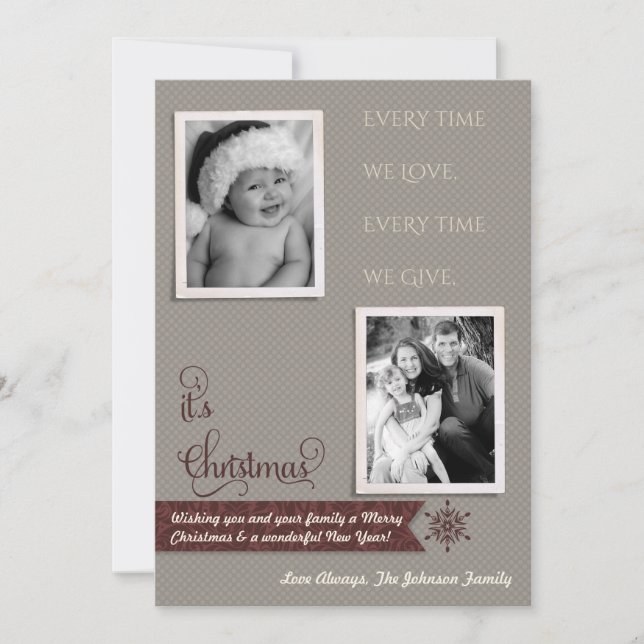 5x7 Christmas XMAS Happy Holiday PHOTO Card (Front)