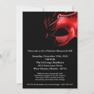 5x7 Christmas XMAS Masquerade Ball Mask Invitation