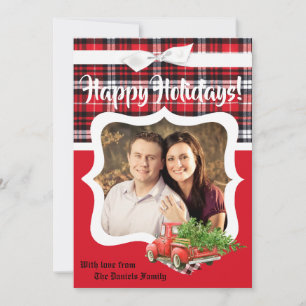 5x7 Christmas XMAS Red Christmas Truck PHOTO Card