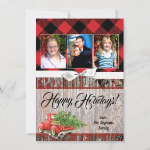 5x7 Christmas XMAS Red Christmas Truck  PHOTO Card