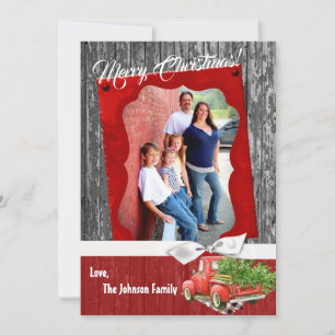 5x7 Christmas XMAS Red Christmas Truck PHOTO Card