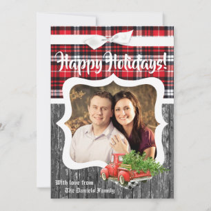 5x7 Christmas XMAS Red Christmas Truck PHOTO Card