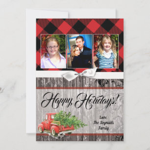 5x7 Christmas XMAS Red Christmas Truck  PHOTO Card
