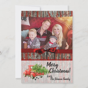 5x7 Christmas XMAS Red Christmas Truck PHOTO Card