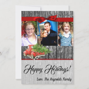 5x7 Christmas XMAS Red Christmas Truck PHOTO Card
