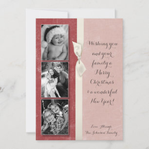 5x7 Christmas XMAS Red Grunge Disstress PHOTO Card