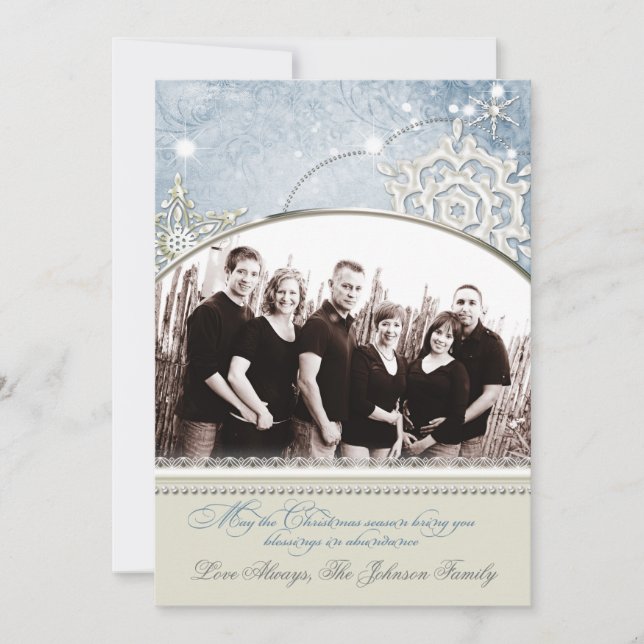 5x7 Christmas XMAS Snow Flakes Winter PHOTO Card (Front)